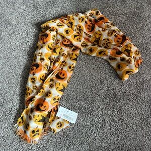 Bold Orange and Black Pumpkin Print Scarf